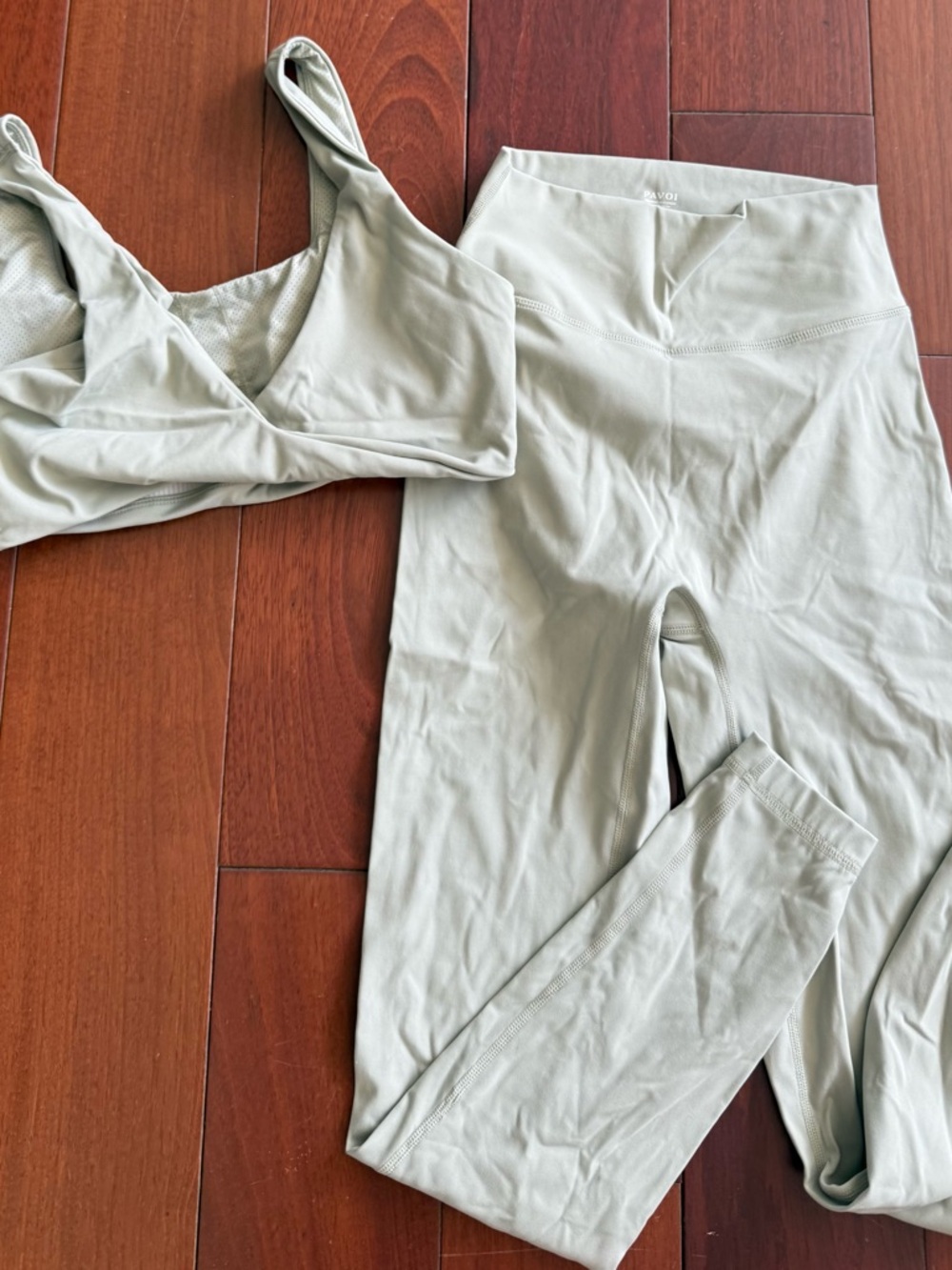 Light Sage Cross-Front Bra and Leggins